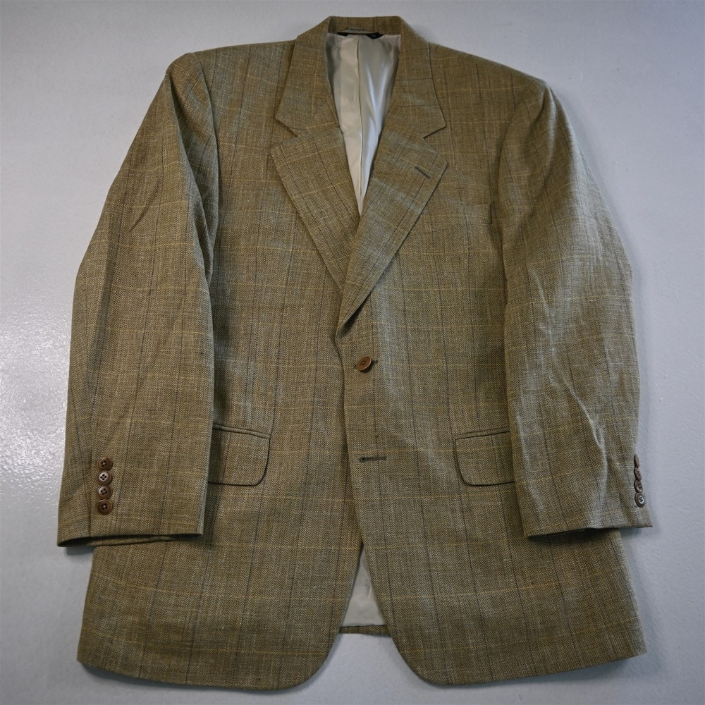 Samuelsohn 41R 42R Herringbone Windowpane Silk Linen Wool Blazer‎ Jacket Coat